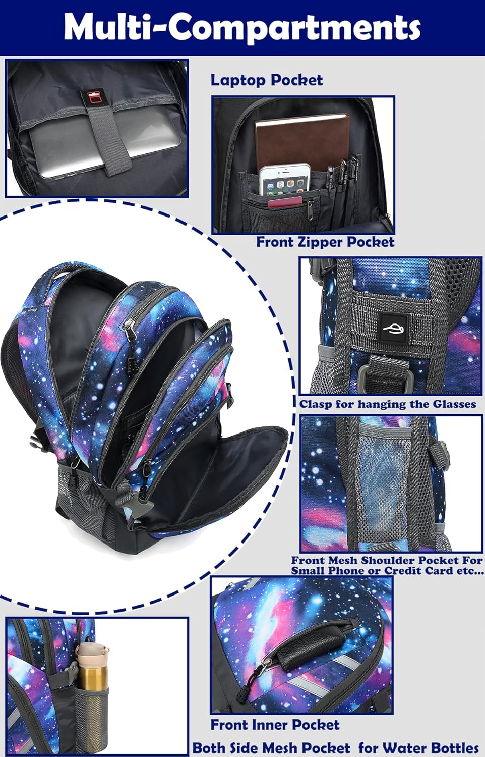 ProEtrade - Mochila para universidad con puerto de carga USB, para...