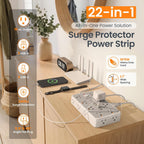 Regleta de protección contra sobretensiones de 6 pies con 6 USB