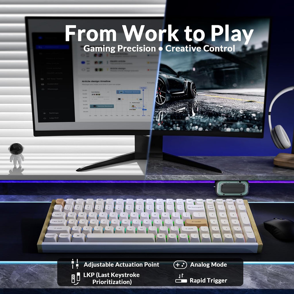 Keychron K4 HE - Teclado inalámbrico de efecto Hall al 96% con almohadilla numérica, interruptores magnéticos de disparo rápido, lanzador QMK, 2.4 GHz/Bluetooth/cableado, Mac y ventanas, marco de