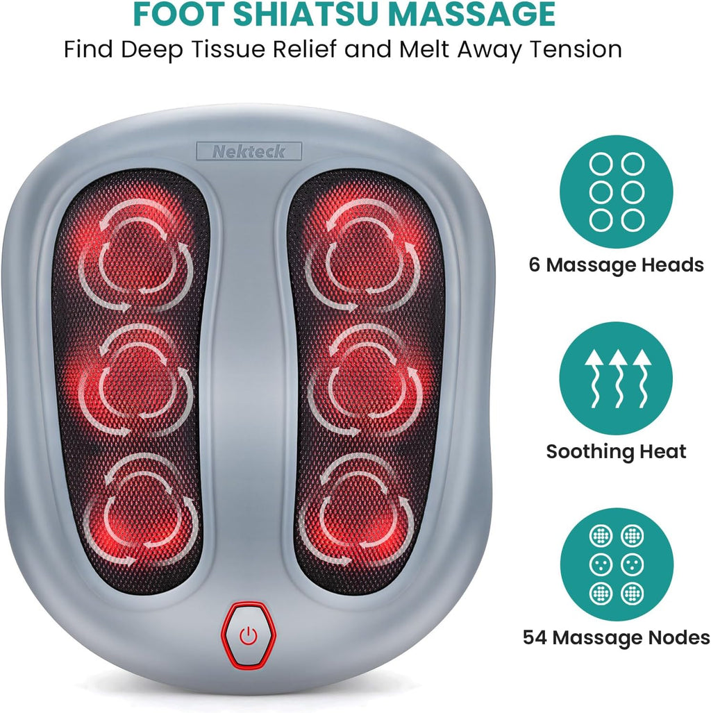 Nekteck Masajeador de pies Shiatsu con calor para fascitis plantar