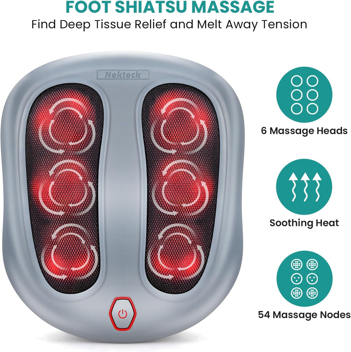 Nekteck Masajeador de pies Shiatsu con calor para fascitis plantar