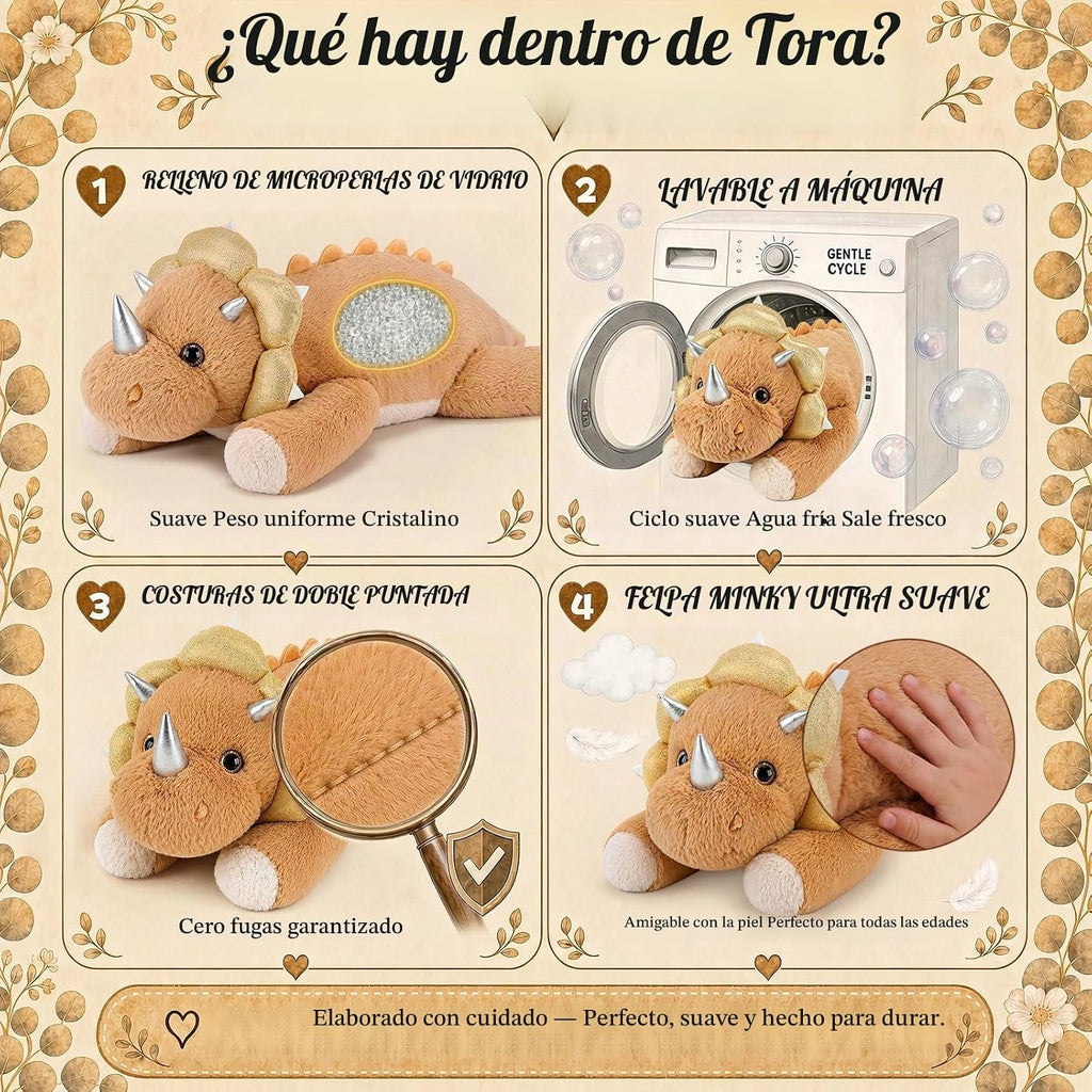 gnomantic Animales de peluche con peso de dinosaurio, almohada de felpa