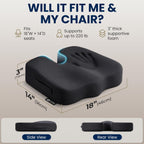 5 STARS UNITED Cojín de asiento, espuma viscoelástica para aliviar el dolor de coxis, soporte ergonómico para coxis, ciática y glúteos, silla de ruedas, oficina, escritorio y silla de juegos