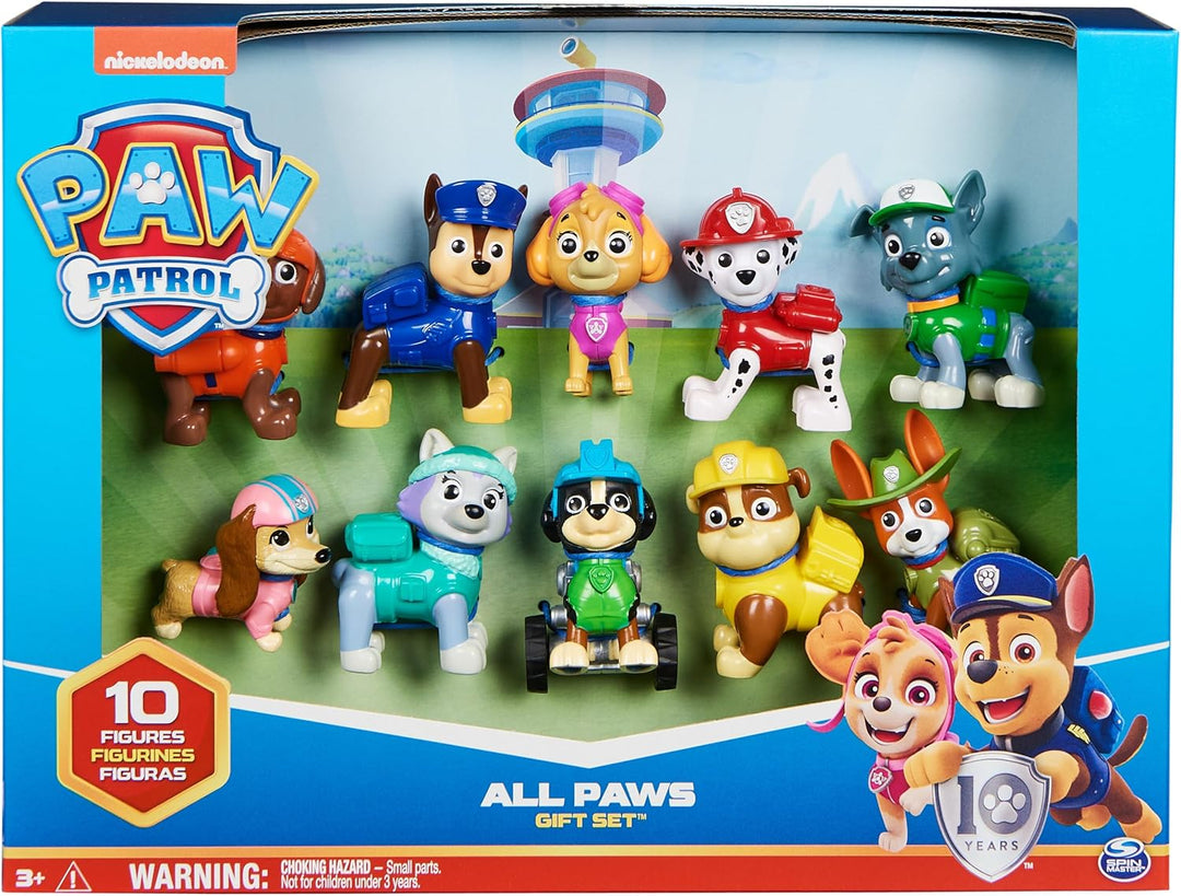 Paw Patrol, Paquete de regalo de figuras de juguete de 10.º anivers...