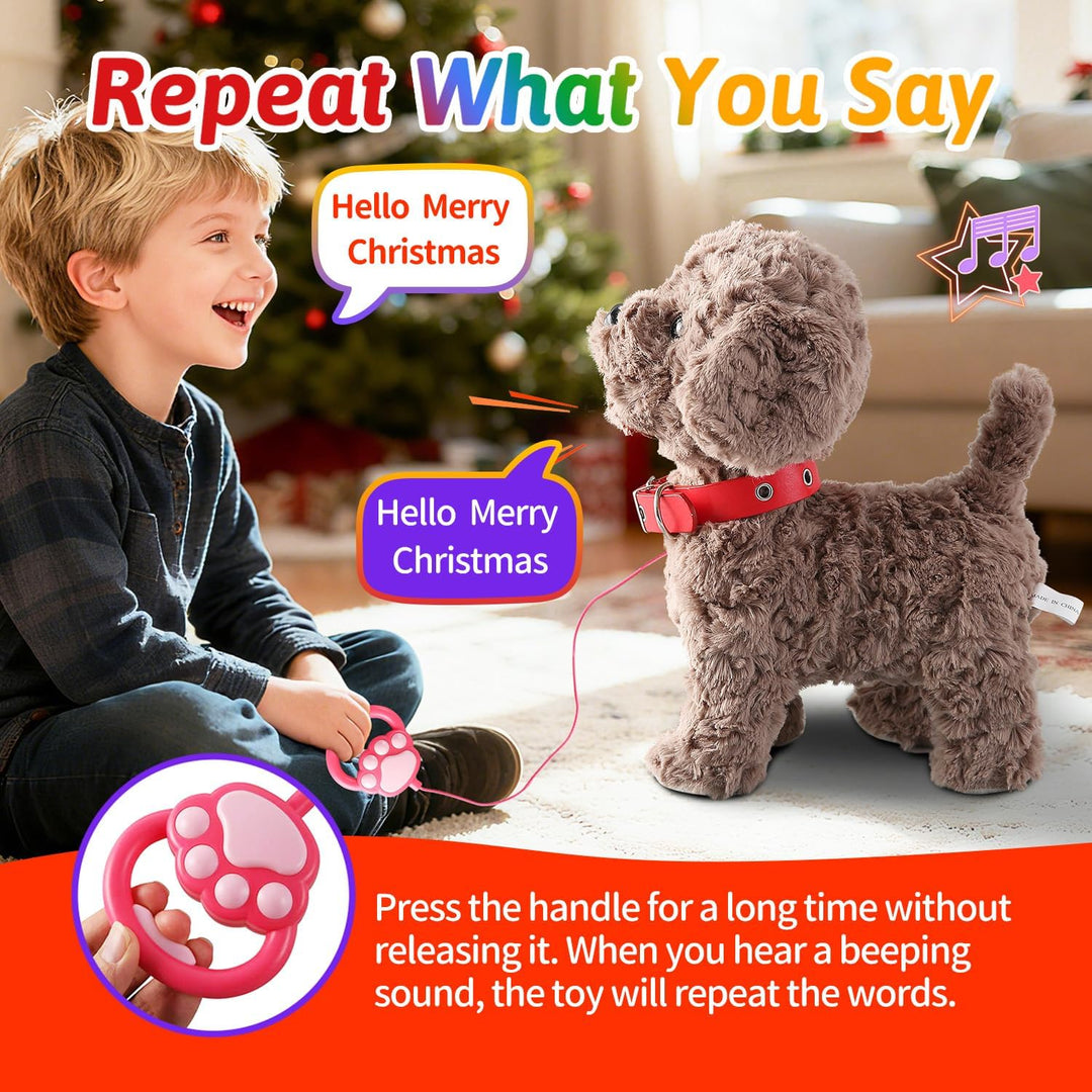Juego de juguetes de peluche para perros que cantan, repite lo que...