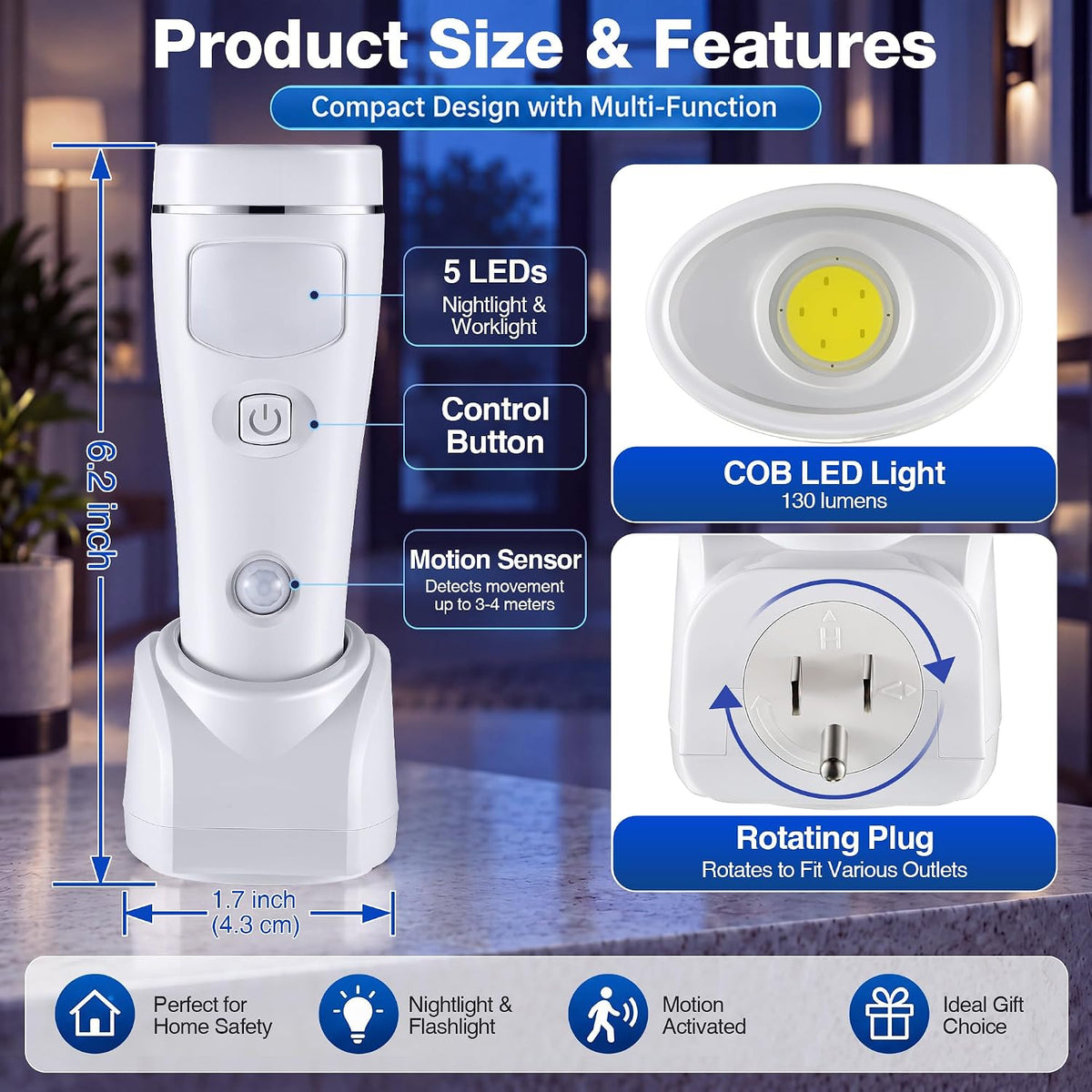 Enhon - Paquete de 3 luces LED de emergencia 4 en 1 para fallos de energía