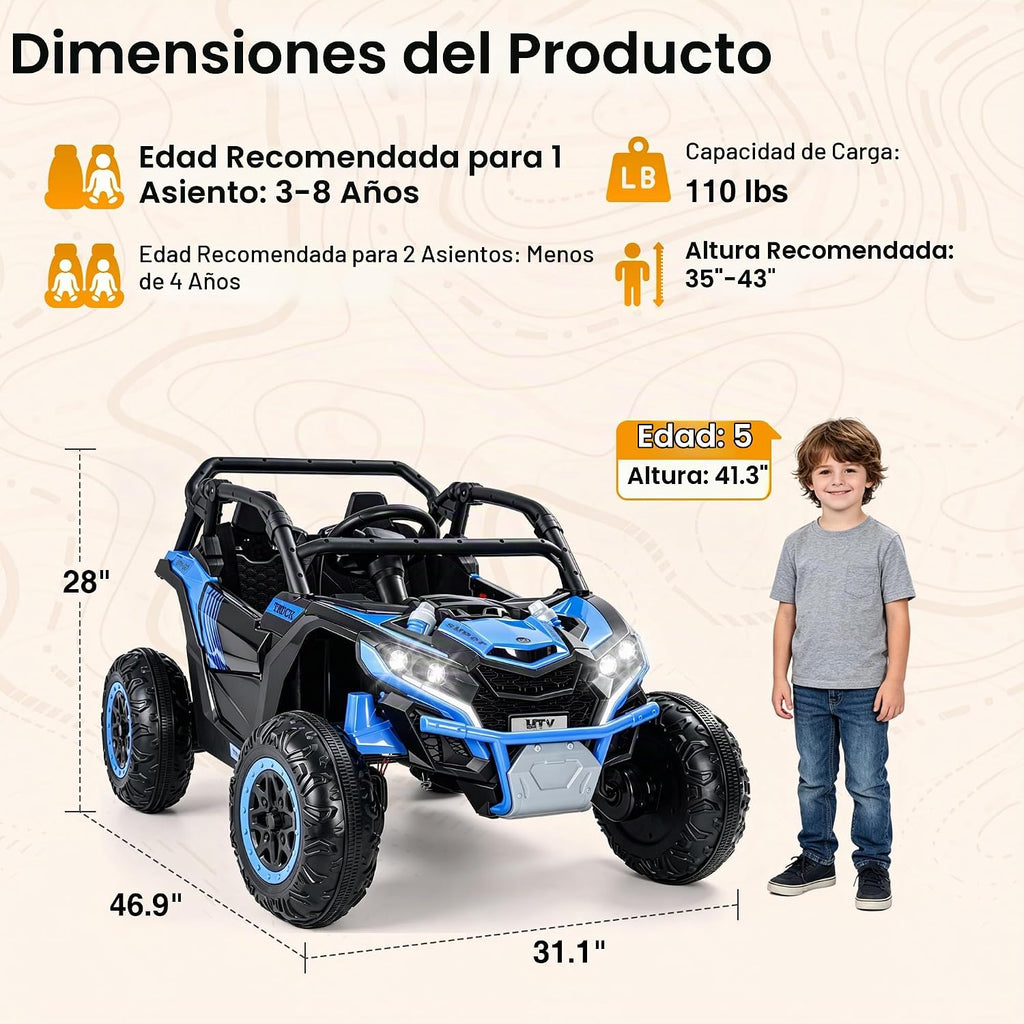 Autos de paseo a control remoto de 24 V para niños de 800 W, auto eléctrico de dos plazas con luces LED, música, modo de 3 velocidades, vehículo eléctrico para niños de 3 a 8 años, color