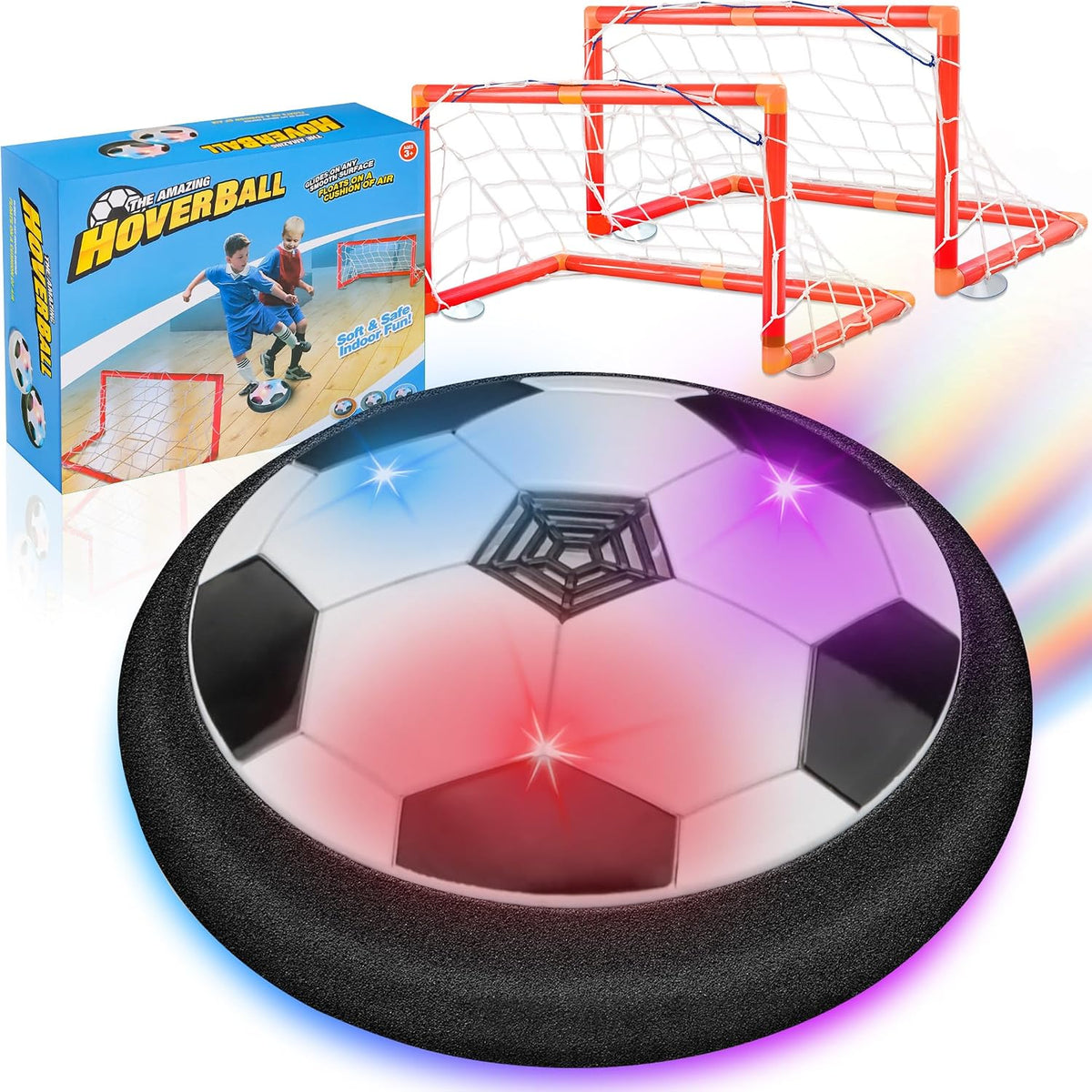 Balón de fútbol LED Hover, juego de fútbol flotante con 2 porterías, juego de fútbol interior para niños y niñas, regalos de cumpleaños para niños pequeños, juguetes regalos para edades de 3 a 12 años