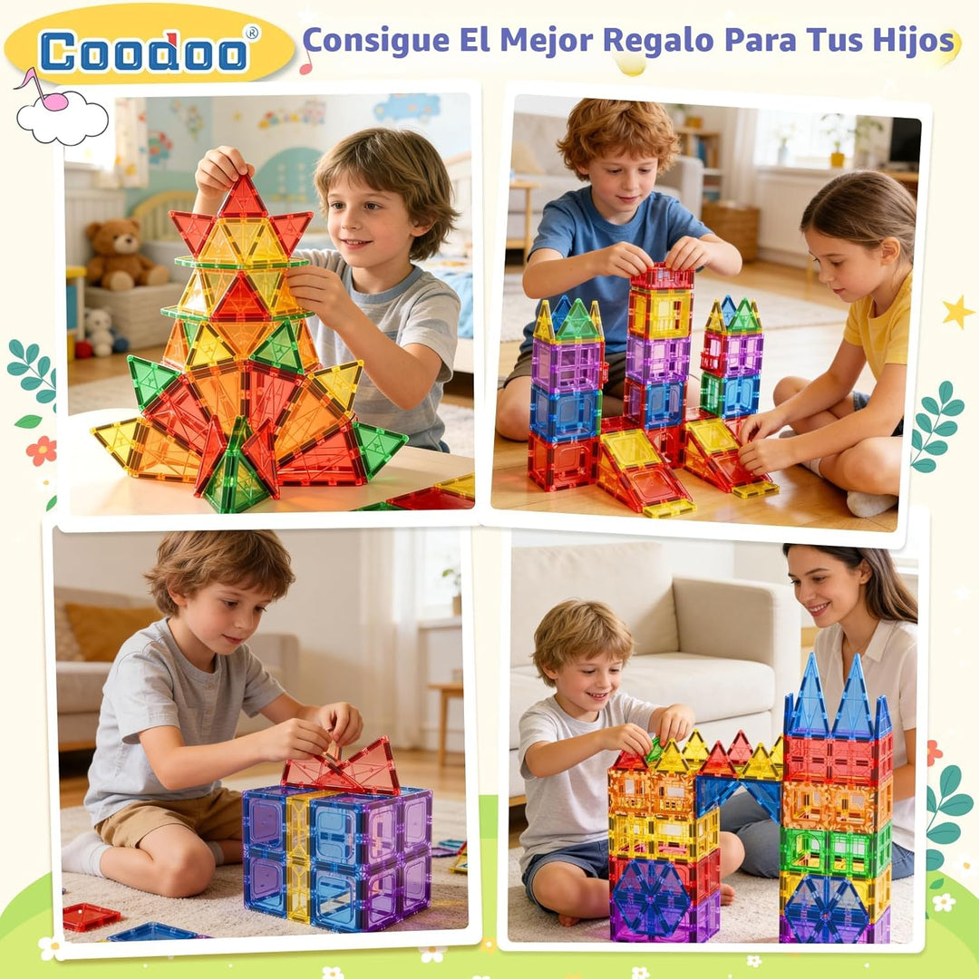 Coodoo 60 PIEZAS Bloques Magnéticos de Construcción para Niños Jugu...