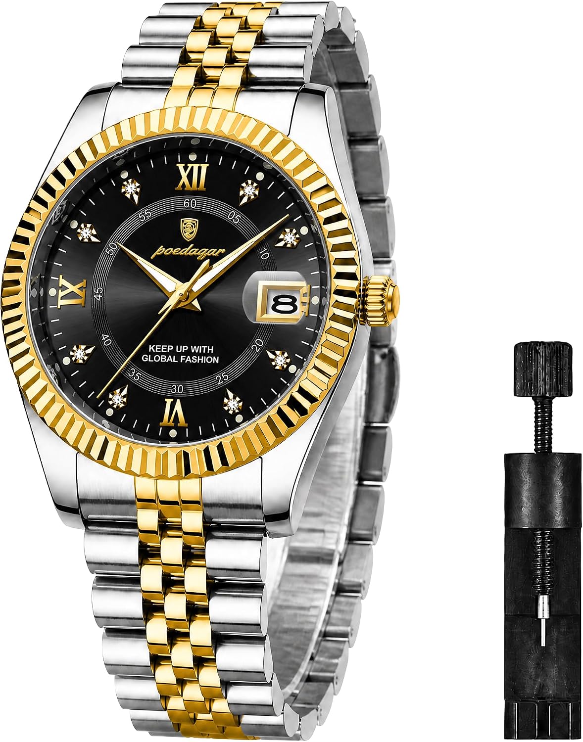 Reloj de vestir de cuarzo analógico de acero inoxidable para hombre