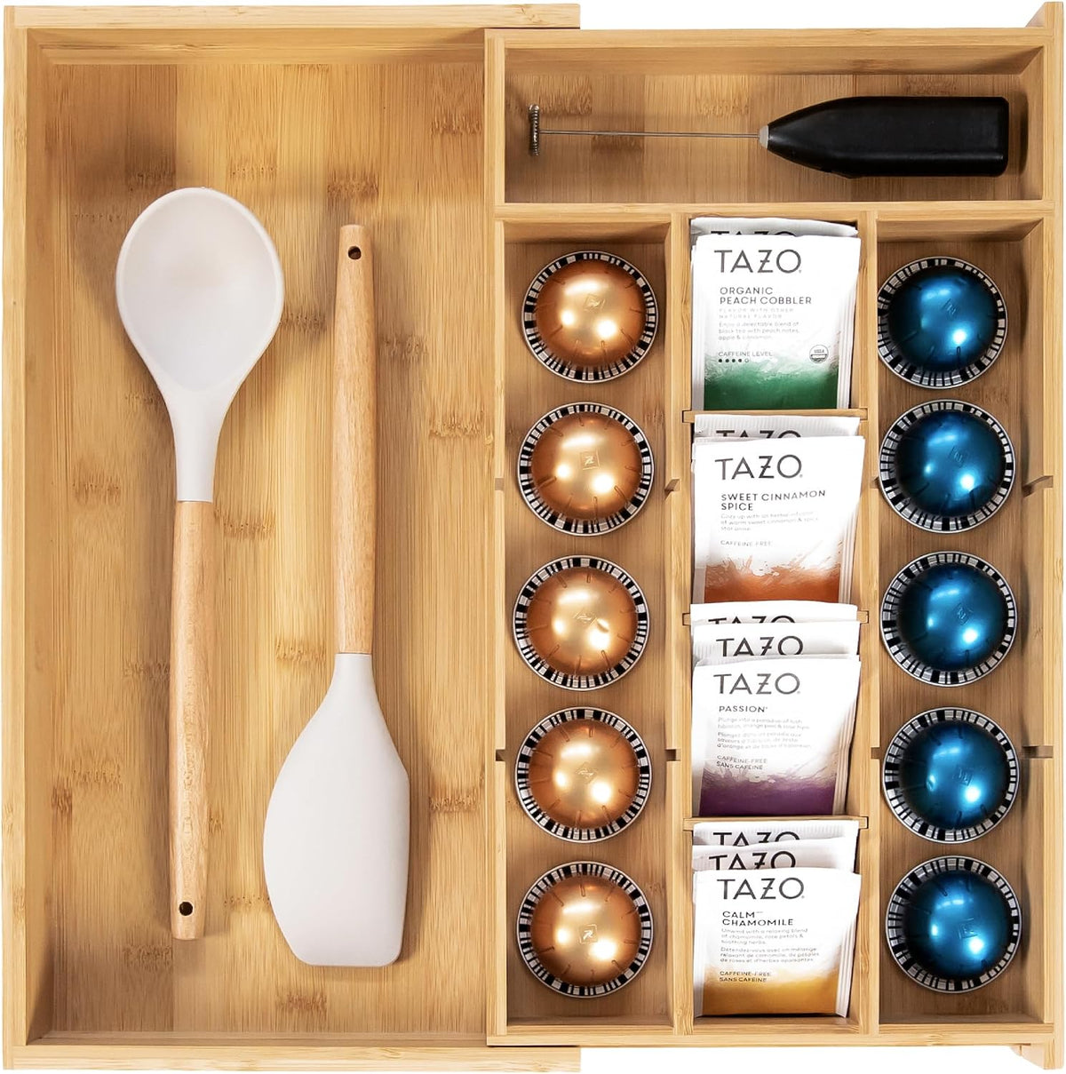 Organizador de bolsas de té y cápsulas de café