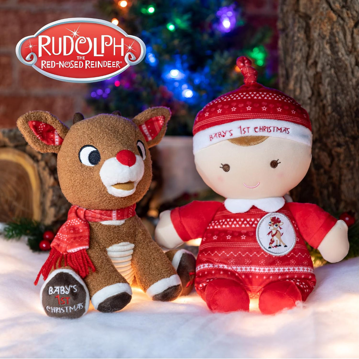 KIDS PREFERRED Santa Claus Rudolph, el reno de nariz roja, animal de peluche musical, la primera Navidad del bebé, 8 pulgadas
