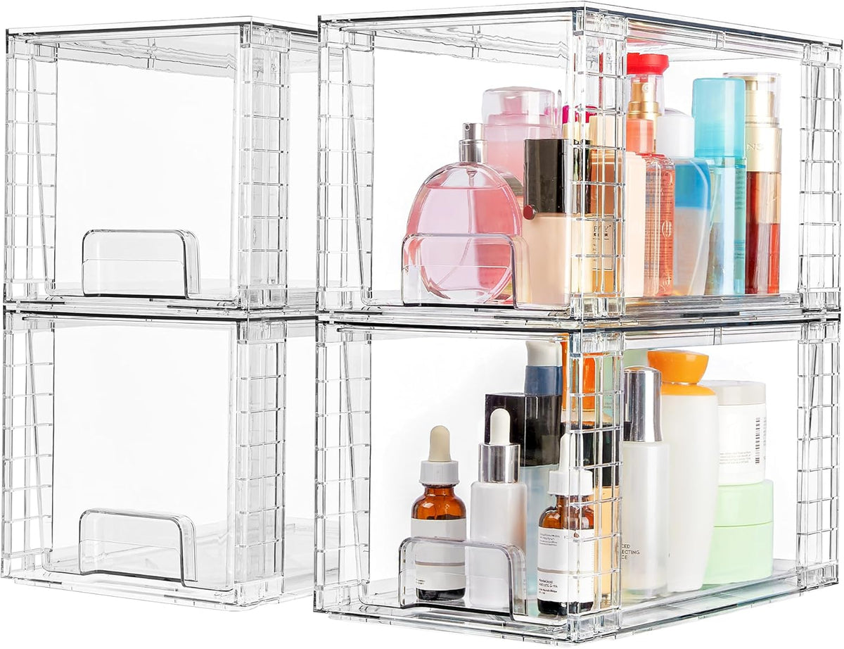 Vtopmart Paquete de 4 cajones de almacenamiento apilables grandes
