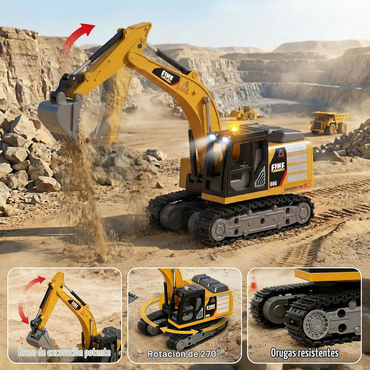 1/64 MINI RC Excavadora con juego de caja de arena