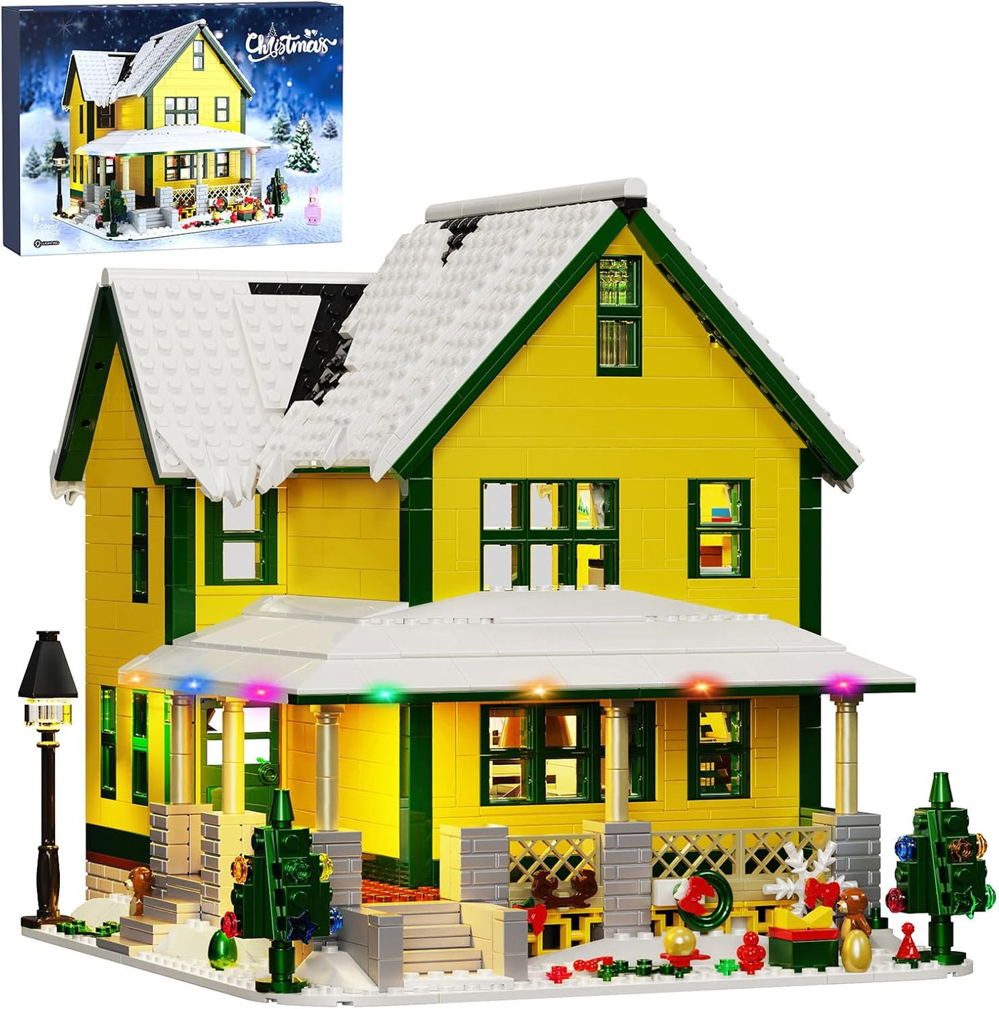 Juego de construcción de casa de Navidad con luz juguete