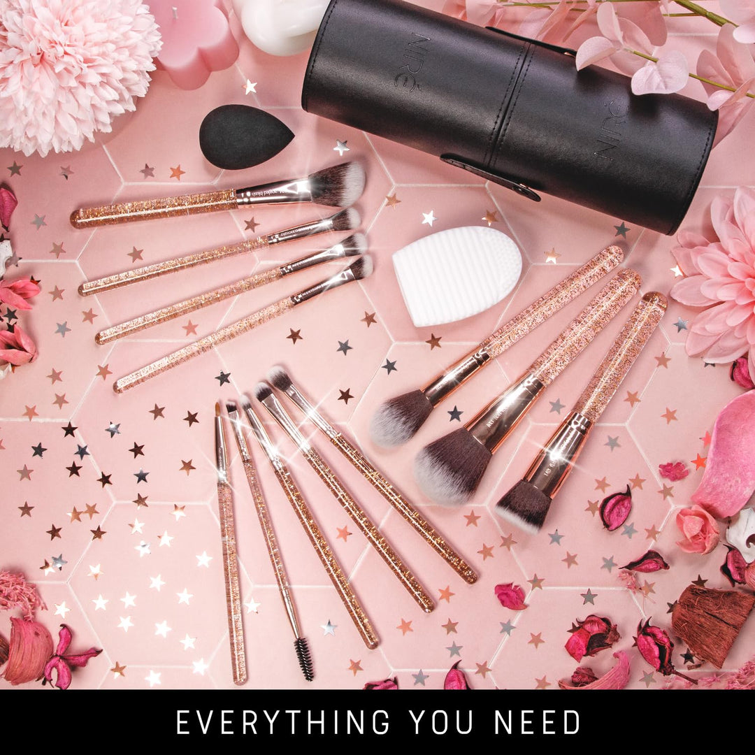 Niré Beauty Juego de 15 brochas de maquillaje premiadas con brillo:...
