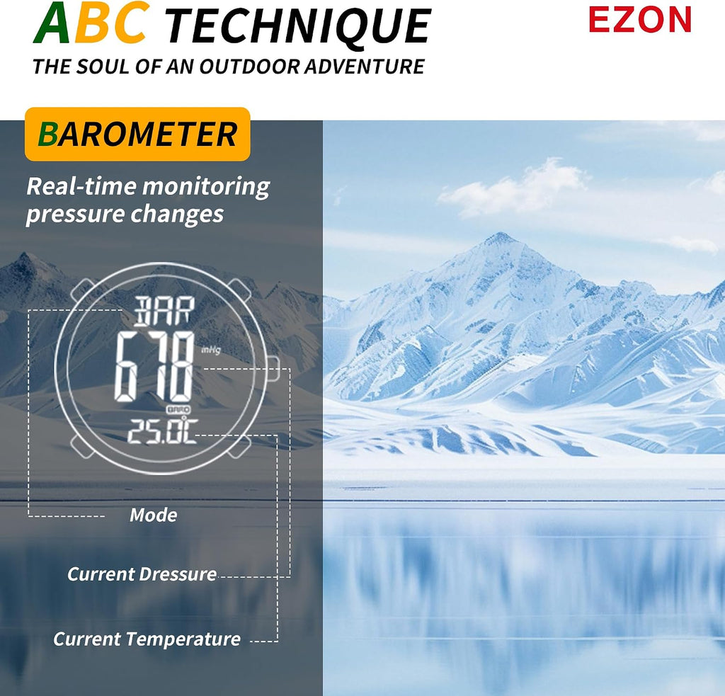 H001 Reloj Digital Militar para Hombre, Reloj de Aventura al Aire Libre con Altímetro, Barómetro, Brújula, Termómetro, Amanecer/Atardecer, Temporizador – Ideal para Senderismo, Trekking y Montañismo