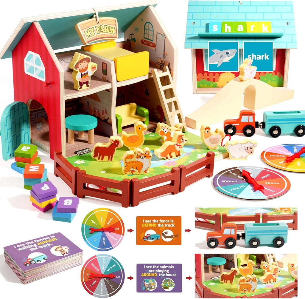 Casa de muñecas Montessori Farm para niños pequeños de 3 a 5