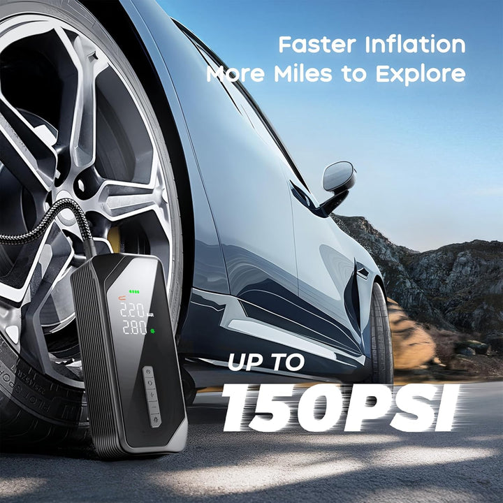 VOLLYC Inflador de neumáticos de automóvil, compresor de aire portá...