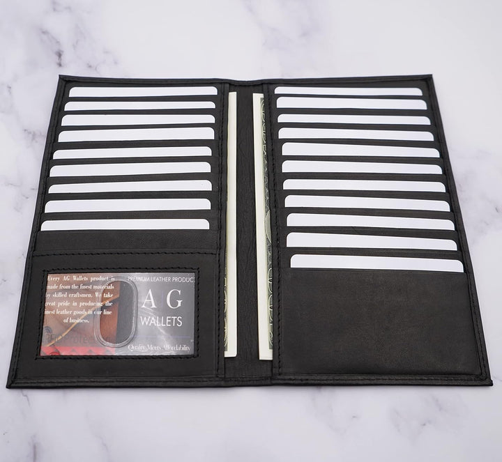 ag wallets Cartera larga de cuero genuino para hombre ID 19 de segu...