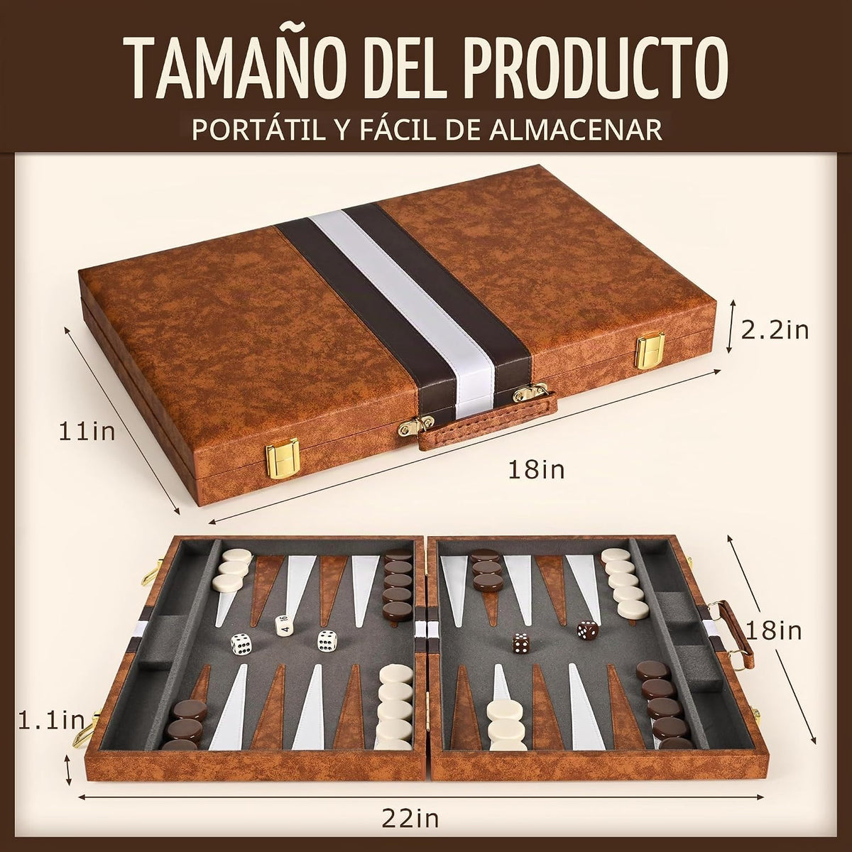 ropoda 18in Backgammon Sets para Adults y Kid, Classic Board Strategy Game