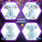 BSTAOFY - Elefante de peluche musical con luces LED de 12 pulgadas, Azul