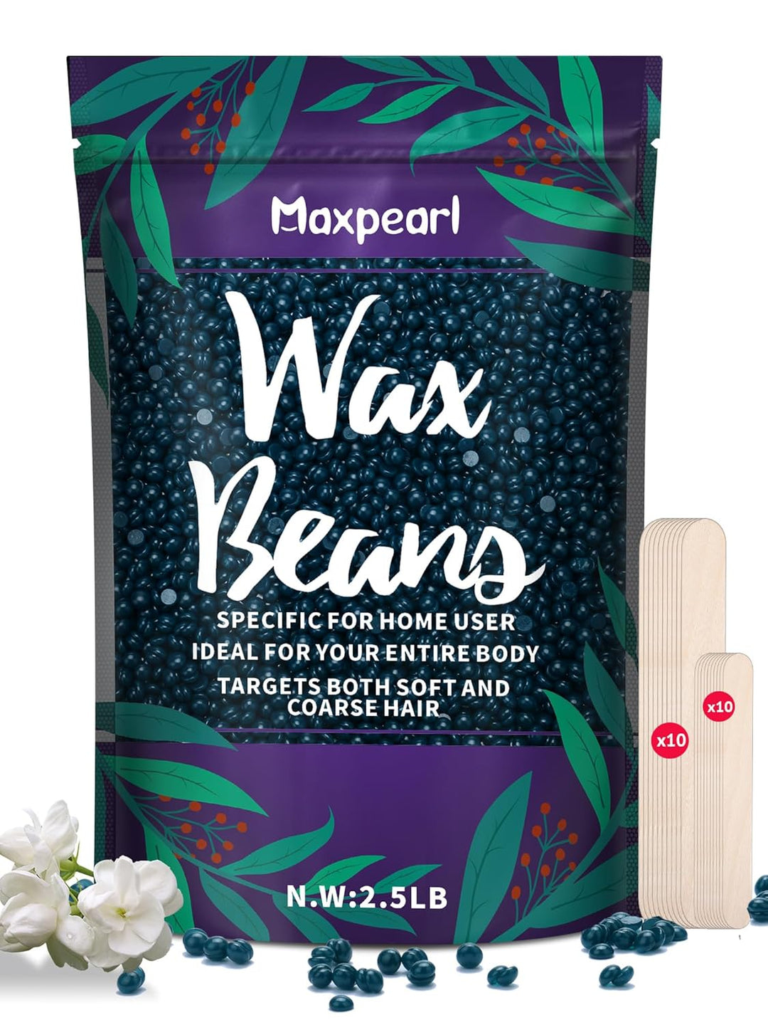 Maxpearl - Perlas de cera dura para depilación, bolsa de recarga de...