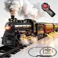 Juegos de tren eléctrico con control remoto para niños, juguetes de tren de Navidad, locomotora de vapor con 3 humos, vagones de pasajeros brillantes, pistas de lujo, luz y sonidos, regalos de cumpleaños para niños y niñas