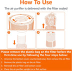 Amazon Basics Purificador de aire para el hogar y la oficina, 3 velocidades, temporizador, modo de suspensión (32 db), cubre hasta 1067 pies cuadrados, color blanco