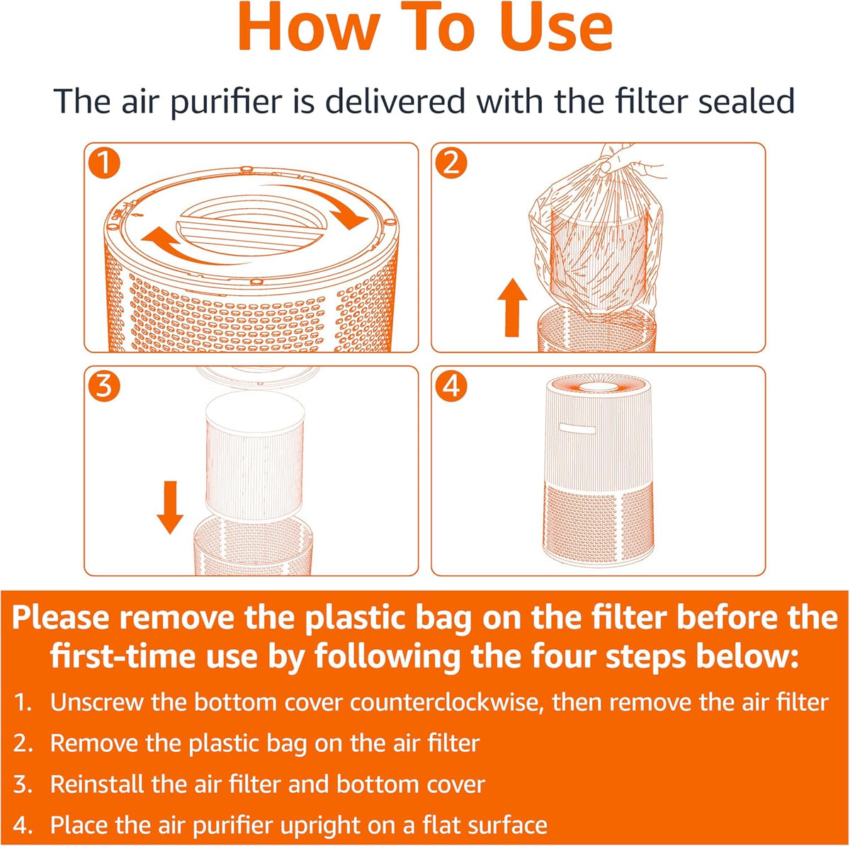 Amazon Basics Purificador de aire para el hogar y la oficina, 3 velocidades, temporizador, modo de suspensión (32 db), cubre hasta 1067 pies cuadrados, color blanco
