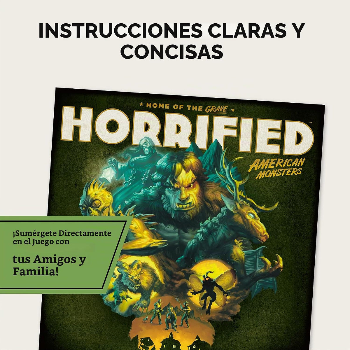 Ravensburger Horrified Games - American Monsters - Juego de mesa de estrategia - Impulsa el pensamiento crítico y el trabajo en equipo - Juego cooperativo - Desafíos únicos de monstruos - 1 a 5