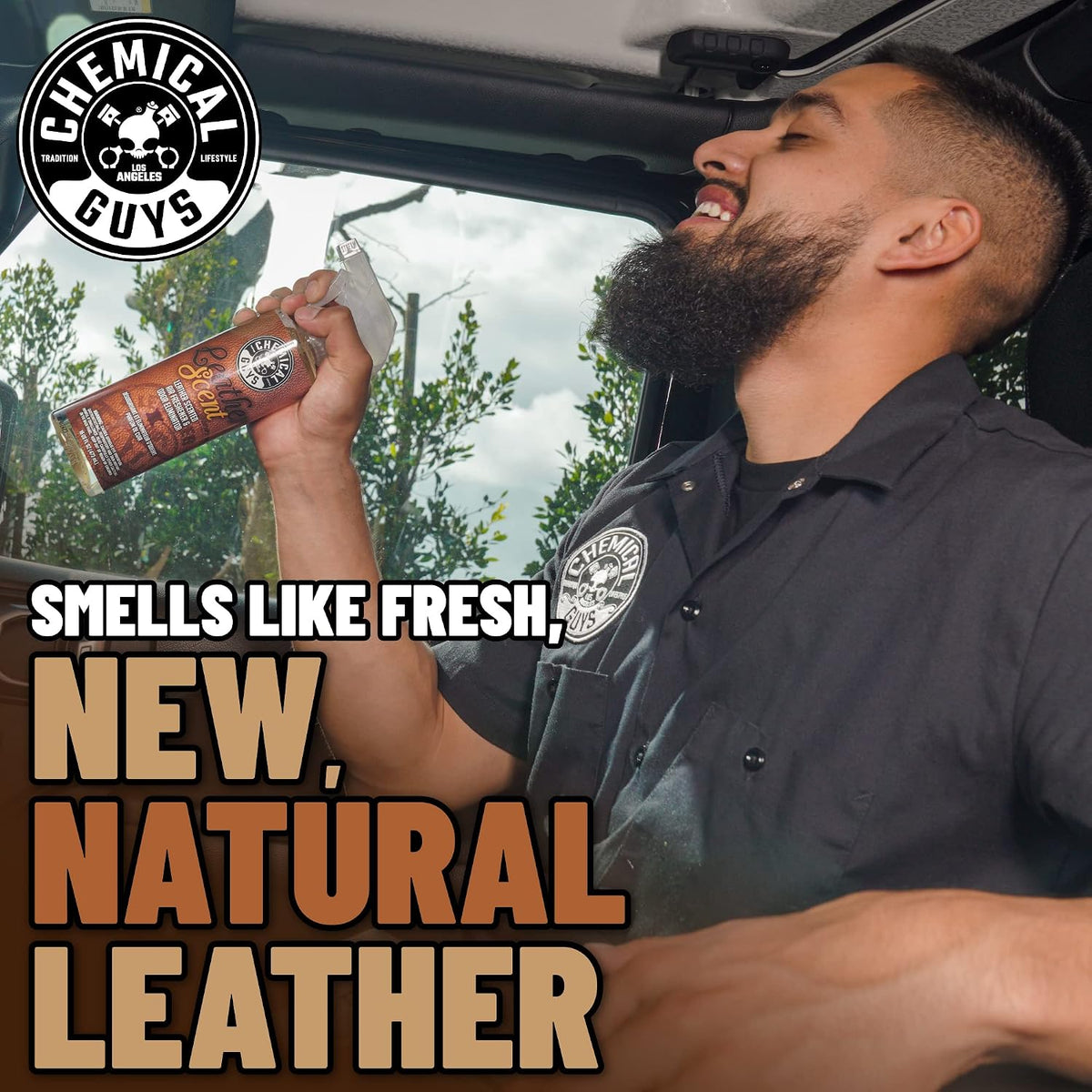Chemical Guys, Ambientador y neutralizador de olores con aroma a cuero