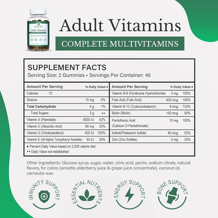 Salaam Nutritionals - Multivitaminas para adultos, gomitas de vitam...