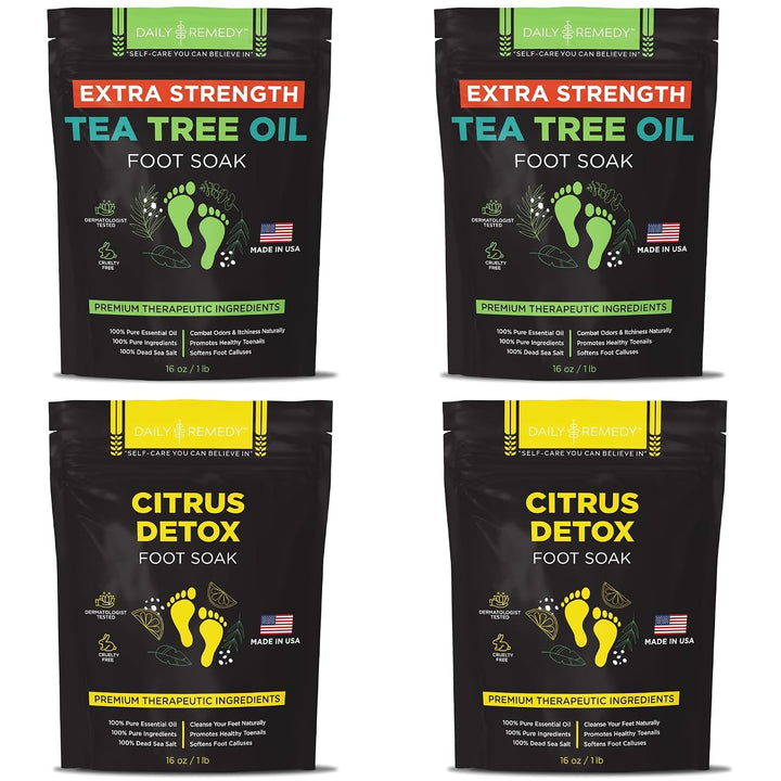 DAILY REMEDY Juego de 4 pies de remojo \u2013 2 aceites de árbol de...