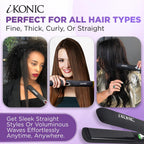 IKonic Alisador y rizador de pelo de cerámica 100% turmalina, Negro