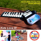 Rock And Roll It - Piano. Teclado de piano de juguete clásico flexible enrollable para niños. Almohadilla de piano portátil de silicona con rollo de mano de 49 teclas. Flexible y plegable.