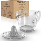 CuttleLab Exprimidor de Vidrio de 2 Tazas (Transparente) - Exprimidor Manual de Limón y Lima, Rallador de Cítricos