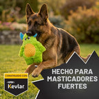 Juguete para perros Bite Force - Juguete de felpa grande, duradero y fuerte en color verde monstruo, reforzado con Kevlar para masticadores agresivos