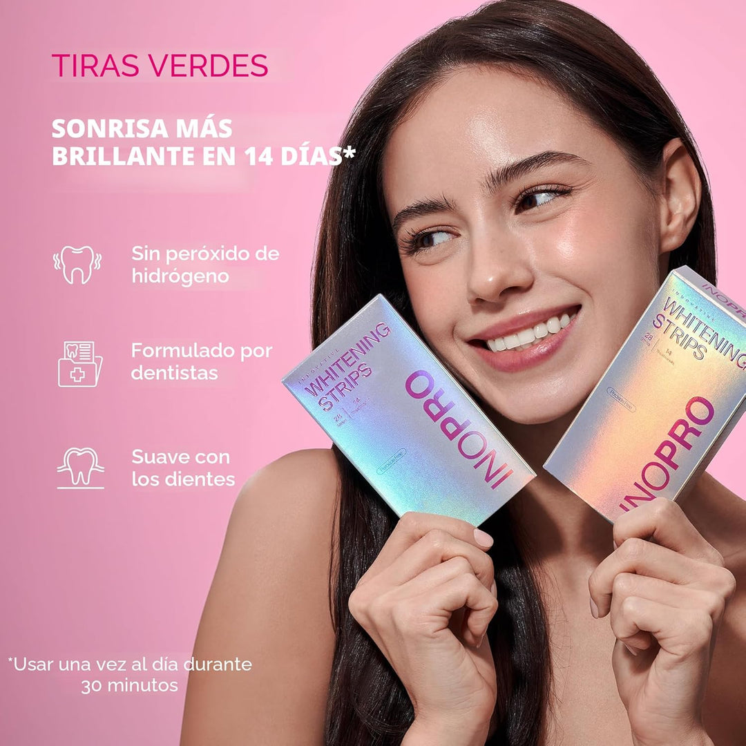 InoPro Kit de 14 Tratamientos de Tiras Blanqueadoras Dentales - Bla...