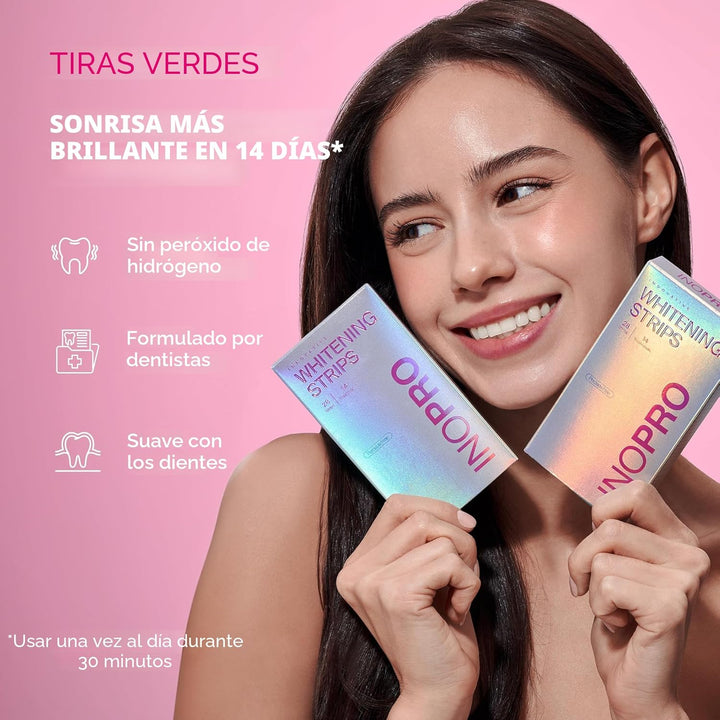 InoPro Kit de 14 Tratamientos de Tiras Blanqueadoras Dentales - Bla...