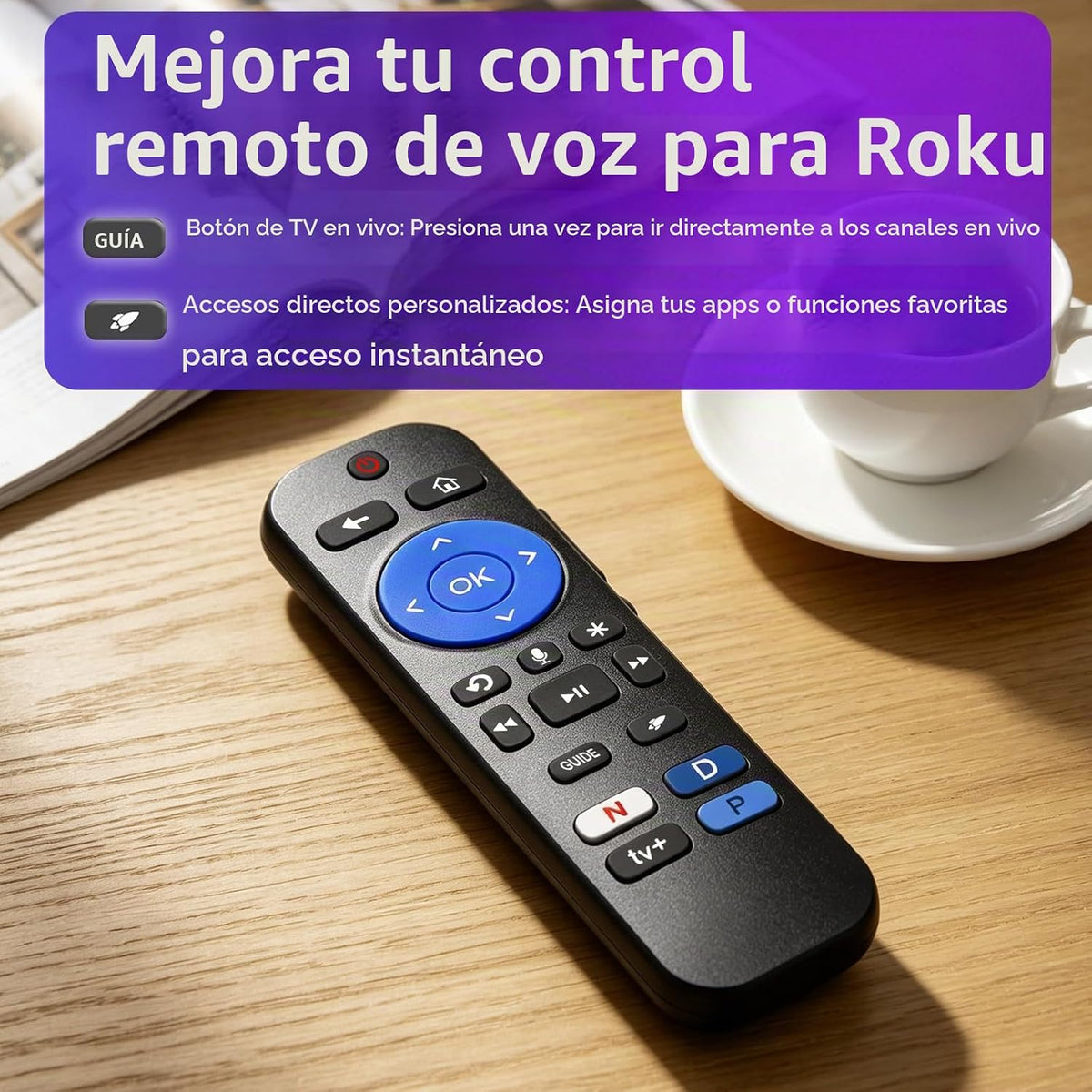 Repuesto para el control remoto por voz Roku: configuración rápida, 4