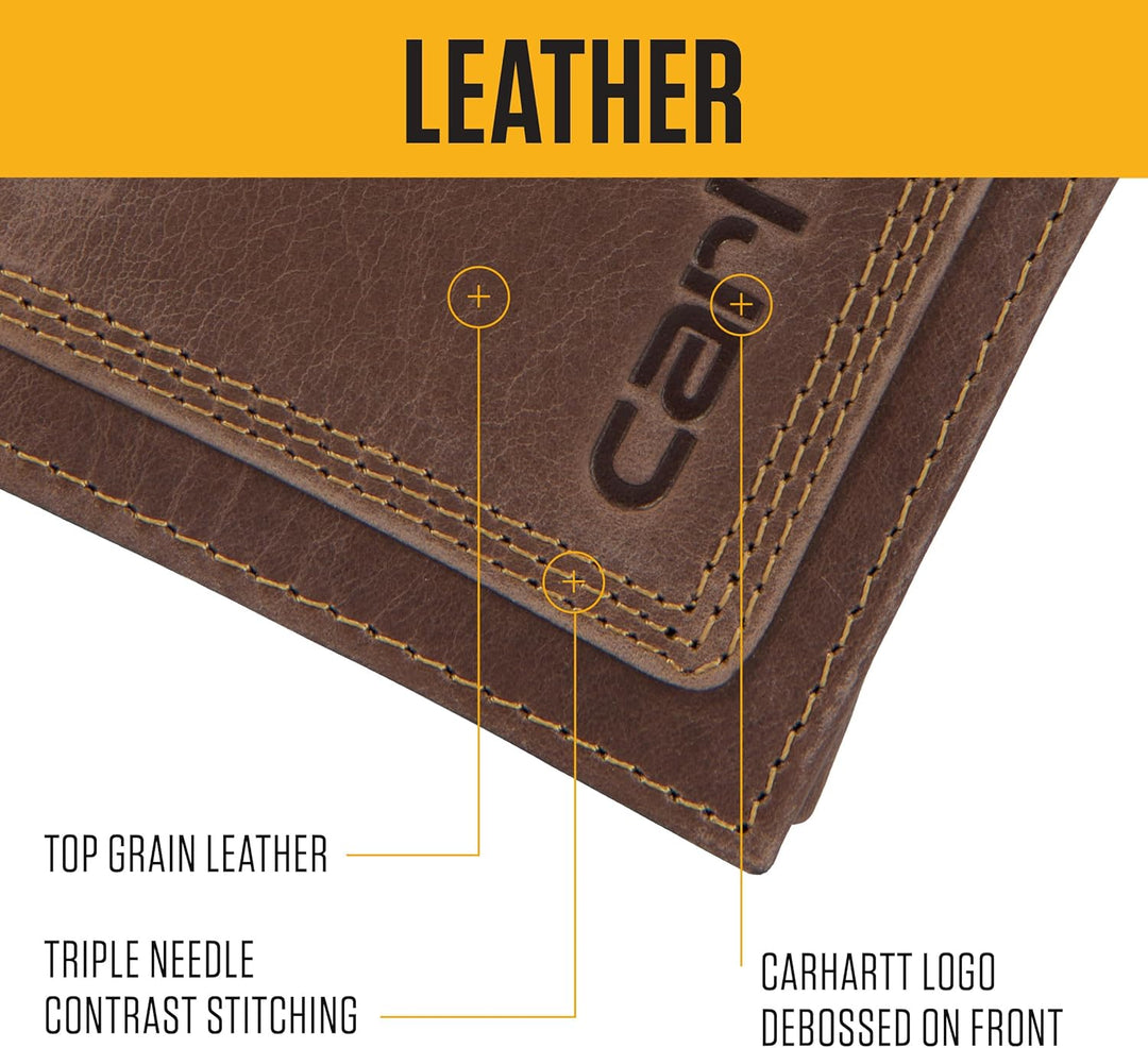 Carhartt - Billetera resistente de cuero con triple puntada para ho...