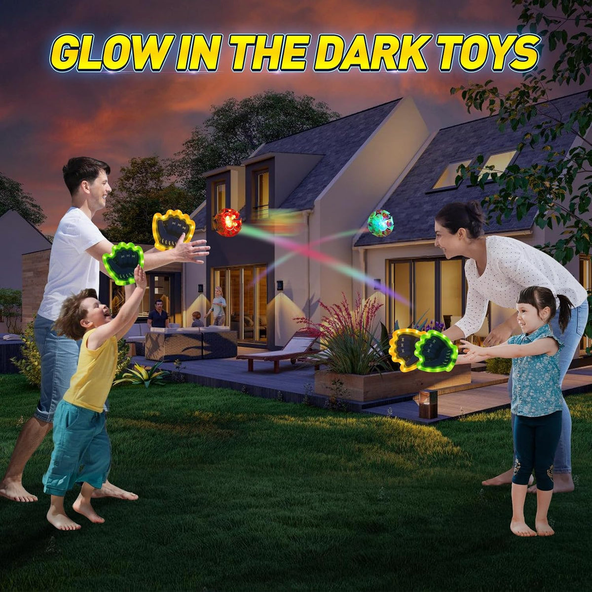 Juego de 2 bolas LED para lanzar y atrapar, juguetes iluminados