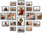 Paquete de 20 marcos de fotos para decoración de pared, color gris
