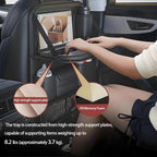 Paquete de 2 organizadores universales plegables para asiento trasero de automóvil con bandeja de mesa, protector de asiento de automóvil con soporte para teléfono para pantalla táctil, alfombrillas de cuero de primera calidad con bolsillos de