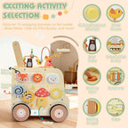 Wooden Activity Cube Push Walker, Wooden Baby Walker, Montessori Toys para Babies 10-12 Months 1 2 3 Years Old Boys & Girls, Help Learning a Walk & Sit-a-Stand