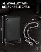 Cartera de cadena de cuero de grano completo: billetera bible para hombre