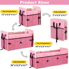 Organizador de maletero de automóvil con bolsa enfriadora individual, organizador de maletero de 3 compartimentos para automóvil, organizador de almacenamiento plegable para SUV (rosa)