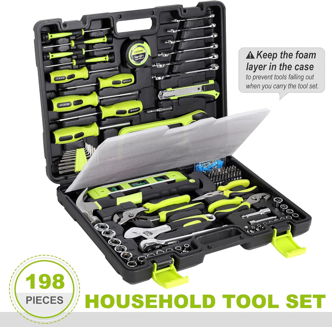 FASTPRO Juego de herramientas para el hogar de 198 piezas, juego de...