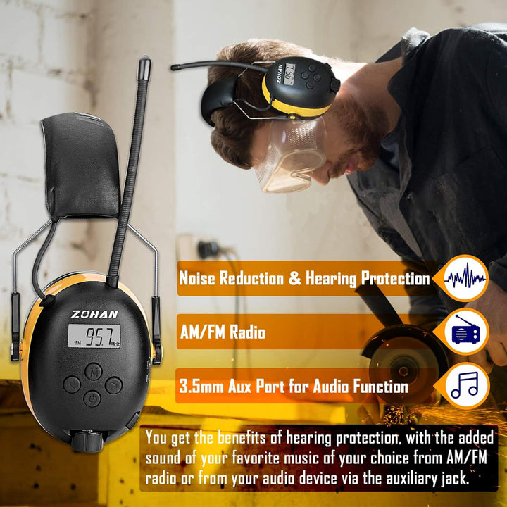 ZOHAN AM\/FM Radio Headphone with Digital Display,Ear Protection No...